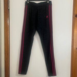 Adidas Kids Charcoal Leggings with Bright Pink Stripes size L / 14